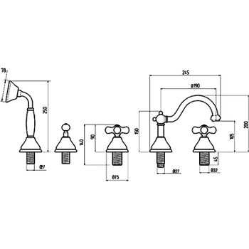Смеситель на борт ванны Migliore Provance 19480 Золото — фото 3, Смесители на борт ванны