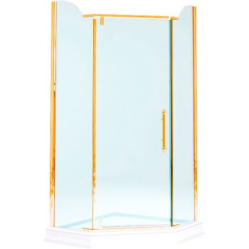 Душевой уголок Migliore Diadema Penta 100x100 24174 профиль Золото стекло прозрачное — фото 1, Душевые уголки трапеция