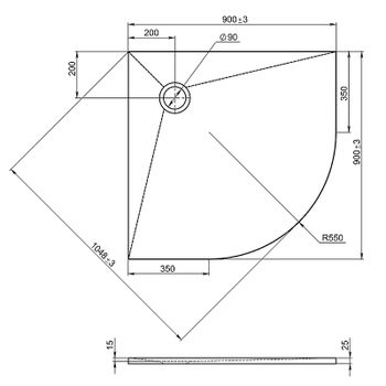 Душевой поддон из искусственного камня Jacob Delafon Tolbiac 90x90 E6D329RU-NGM Черный матовый — фото 2, Душевые поддоны из искусственного камня