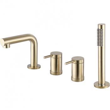 Смеситель на борт ванны Abber Emotion AF8813G Золото матовое — фото 1, Смесители на борт ванны