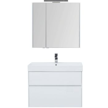 Комплект мебели для ванной Aquanet Бруклин 85 207801 подвесной Белый глянец — фото 1, Комплекты мебели для ванной