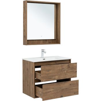 Тумба под раковину Aquanet Милан 80 336379 подвесная Дуб рустикальный — фото 10, Тумбы под раковину