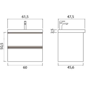 Тумба под раковину Creto Alba 60 11-1161TR подвесная Truffle — фото 4, Тумбы под раковину