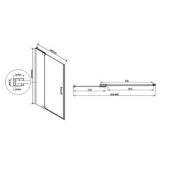 Душевая дверь Vincea Extra 90 VDP-1E8090CL профиль Хром стекло прозрачное — фото 7, Распашные душевые двери
