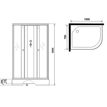 Душевая кабина Niagara Promo 100x70 L P100/70/26L/MT/BK без гидромассажа — фото 11, Душевые кабины