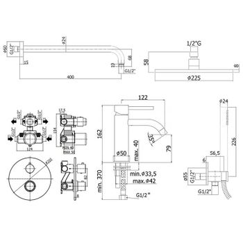 Комплект смесителей Paffoni Light KITLIQ018NO071 Черный матовый — фото 13, Готовые комплекты для ванной комнаты