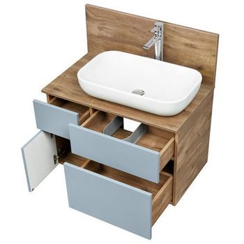 Тумба под раковину Aquaton Мишель 80 1A256801MIX30 подвесная Дуб рустикальный Фьорд — фото 3, Тумбы под раковину