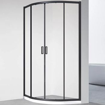 Душевой уголок Veconi Rovigo RV01B 80х80 RV01B-80-01-C7 профиль Черный матовый стекло прозрачное — фото 1, Душевые уголки четверть круга