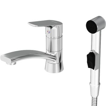 Смеситель для раковины Damixa Jupiter 770230001 с гигиеническим душем Хром — фото 1, Смесители для раковины