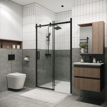 Душевая дверь Grossman Classic 100 100.K33.04.100.21.00 профиль Черный матовый стекло прозрачное — фото 3, Раздвижные душевые двери