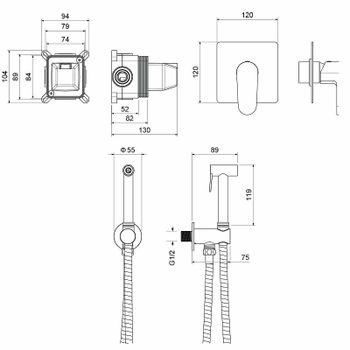 Гигиенический душ со смесителем Aquatek Оберон AQ1219CR Хром — фото 8, Гигиенические души