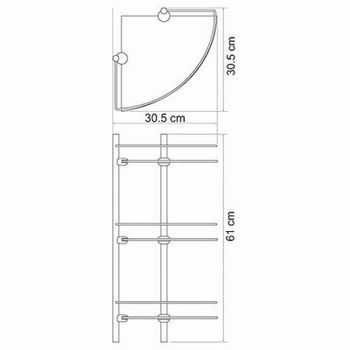 Стеклянная полка WasserKRAFT K-3133 угловая Хром — фото 4, Полки для ванной и душа