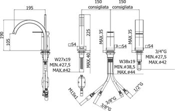 Смеситель на борт ванны Paffoni Tango TA040CR Хром глянцевый — фото 2, Смесители на борт ванны
