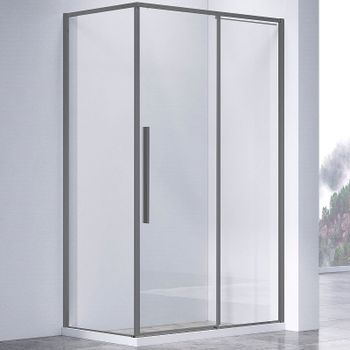 Душевой уголок Vincea Slim-N 140x80 VSR-4SN8014CLGM профиль Вороненая сталь стекло прозрачное — фото 1, Прямоугольные душевые уголки