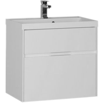 Тумба под раковину Aquanet Латина 70 180032 подвесная 2 ящика Белая — фото 1, Тумбы под раковину