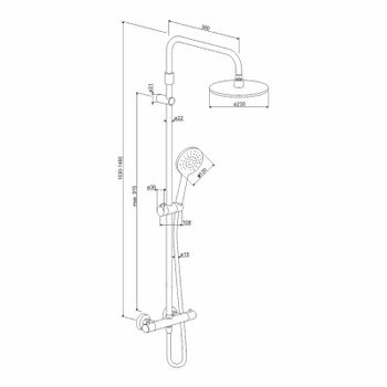 Душевая система Damixa Option DX218091300 с термостатом Черная матовая — фото 6, Душевые стойки