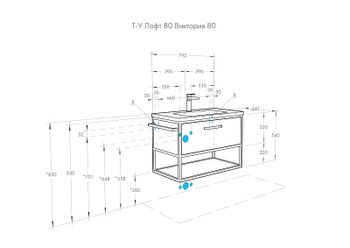 Тумба под раковину Aquaton Лофт Фабрик 80 1A242401LTDU0 подвесная Дуб эндгрейн — фото 16, Тумбы под раковину