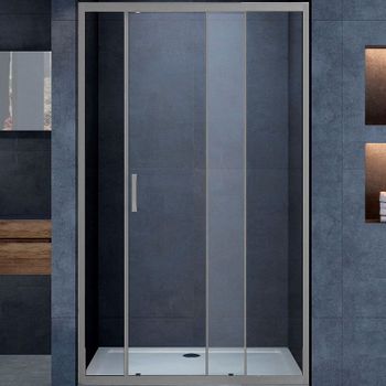 Душевая дверь Vincea Alpha 130 VDS-3AL130CLGM профиль Вороненая сталь стекло прозрачное — фото 1, Раздвижные душевые двери
