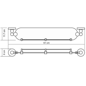 Стеклянная полка WasserKRAFT Diemel K-2244 Хром — фото 4, Полки для ванной и душа