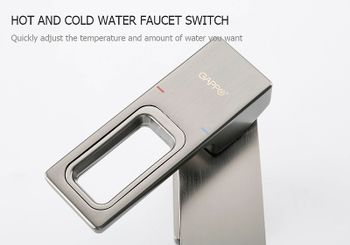 Смеситель для раковины Gappo G17-9 G1017-92 Оружейная сталь — фото 5, Смесители для раковины