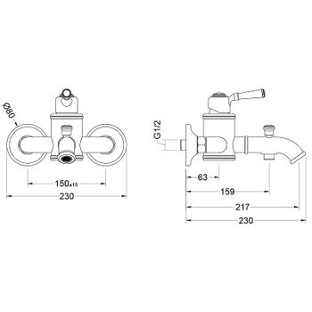 Комплект смесителей Aquatek Классик AQ1530MB Черный матовый — фото 6, Готовые комплекты для ванной комнаты