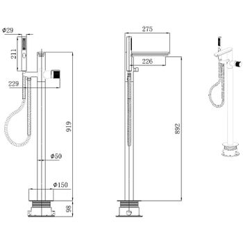 Смеситель для ванны Allen Brau Liberty 5.33012-00 Хром — фото 4, Смесители напольные