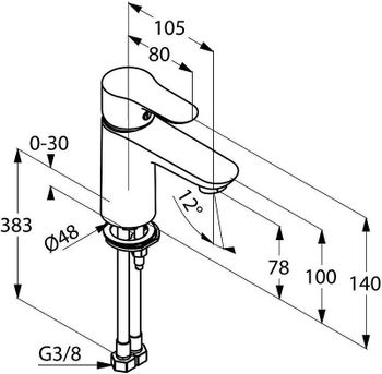 Смеситель для раковины Kludi Objekta 321260575 Хром — фото 6, Смесители для раковины