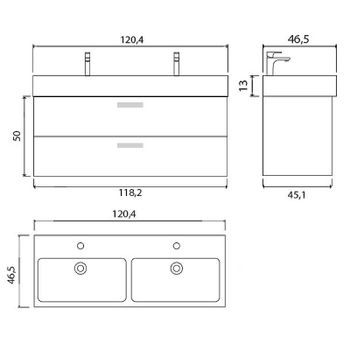 Тумба под раковину Creto Tivoli 120 Due 8-1393S подвесная Soft — фото 4, Тумбы под раковину