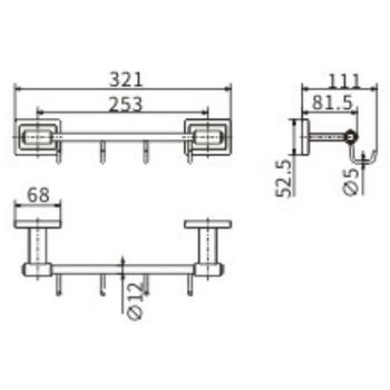 Вешалка для полотенец CeramaLux Gamma 12318 Хром — фото 2, Крючки для полотенец