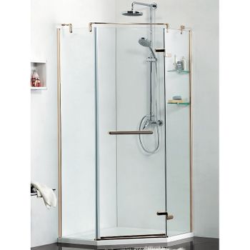 Душевой уголок Azario Montreal 100х100 AZ-NWG3231 1000 R профиль Золото стекло прозрачное — фото 1, Душевые уголки трапеция