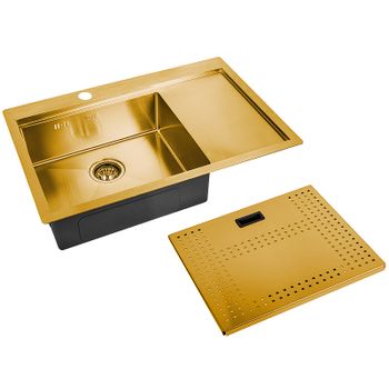 Кухонная мойка ZorG Master 78 ZM N-7852-L BRONZE с накладкой Бронза — фото 1, Кухонные мойки