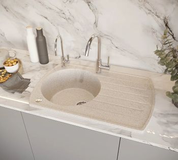 Кухонная мойка Domaci Бьелла DMC-23 GWS-23-328 Бежевая — фото 2, Кухонные мойки