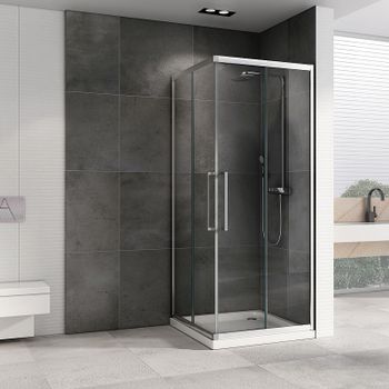 Душевой уголок Abber Schwarzer Diamant 80x80 AG02080H профиль Хром стекло прозрачное — фото 1, Квадратные душевые уголки