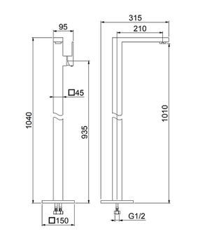 Смеситель для раковины Webert Pegaso PE832101010 Золото матовое — фото 2, Смесители напольные