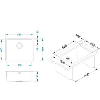 Кухонная мойка Alveus Kombino 50 Monarch Bronze SAT-90 540x440x195 F/S 1121283 Бронза — фото 8, Кухонные мойки