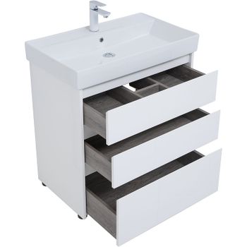 Тумба под раковину Aquanet Nova Lite 75 302472 Белый глянец — фото 2, Тумбы под раковину