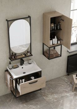 Тумба под раковину Aquaton Лофт Фабрик 65 1A242301LTDU0 подвесная Дуб эндгрейн — фото 10, Тумбы под раковину