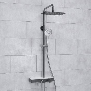 Душевая система WasserKRAFT A113.069.127.CH Thermo с термостатом Хром Белая — фото 8, Душевые стойки