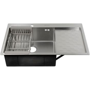 Кухонная мойка Fabia 80х50 80503L Сатин — фото 1, Кухонные мойки