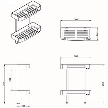 Полка корзина Azario AZ-170-2 Хром — фото 2, Полки для ванной и душа