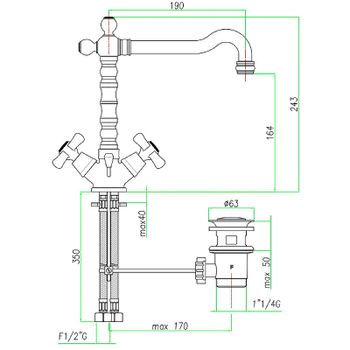 Смеситель для раковины Webert Armony AM700302065 Бронза — фото 3, Смесители для раковины