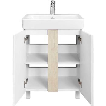 Тумба под раковину Aquaton Кантри 60 1A257401AHB20 Белая глянцевая Дуб верона — фото 2, Тумбы под раковину