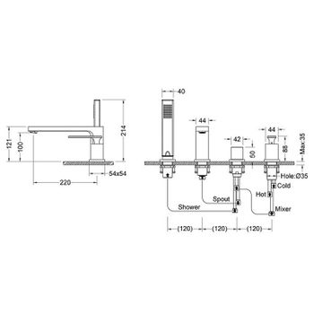 Смеситель на борт ванны Timo Torne 4330/17Y Золото матовое — фото 2, Смесители на борт ванны