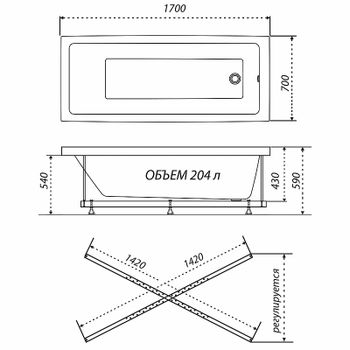 Акриловая ванна Triton Аура 170x70 Щ0000042101 без гидромассажа — фото 7, Акриловые ванны