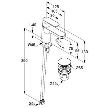 Смеситель для раковины Kludi Louva 242663975 Черный матовый — фото 2, Смесители для раковины