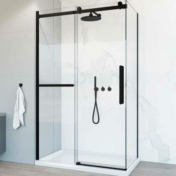 Душевой уголок Vincea Como Soft 130x90 VSR-1CS9013CLB профиль Черный стекло прозрачное — фото 1, Прямоугольные душевые уголки