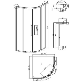 Душевой уголок Grossman Cosmo 90х90 301.K33.02.9090.32.00 профиль Золото сатин стекло прозрачное — фото 11, Душевые уголки четверть круга