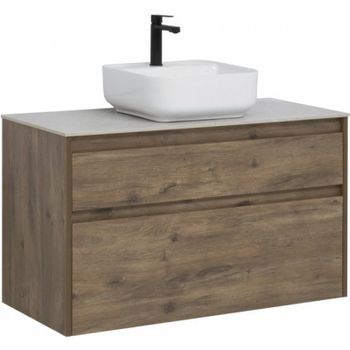 Тумба под раковину Aquanet Nova Lite 100 249521 подвесная Дуб рустикальный — фото 1, Тумбы под раковину