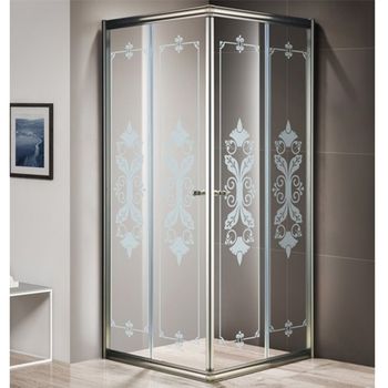 Душевой уголок Cezares Giubileo A-2 80х80 GIUBILEO-A-2-80-SCORREVOLE-CP-Br стекло прозрачное с матовым принтом профиль Бронза — фото 1, Квадратные душевые уголки