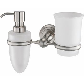 Дозатор для жидкого мыла WasserKRAFT Ammer K-7089 со стаканом для зубных щеток Хром матовый — фото 1, Дозаторы